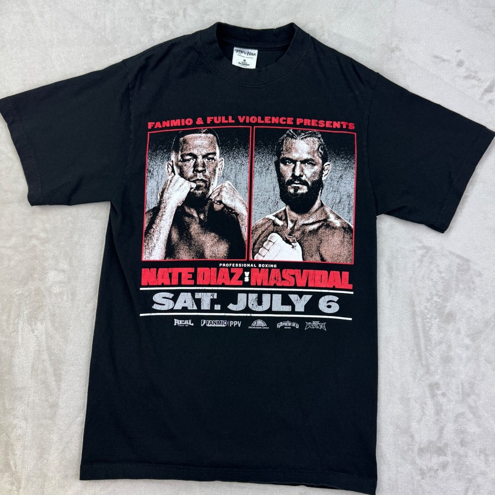 Shaka Wear Nate Diaz Masvidal Men M Black Heavyweight Boxing Graphic Tee 2024